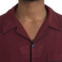 Dolce & Gabbana bordoopunane žakaar pikkade varrukatega särk Crown 11 Dolce & Gabbana bordoopunane žakaar pikkade varrukatega särk Crown