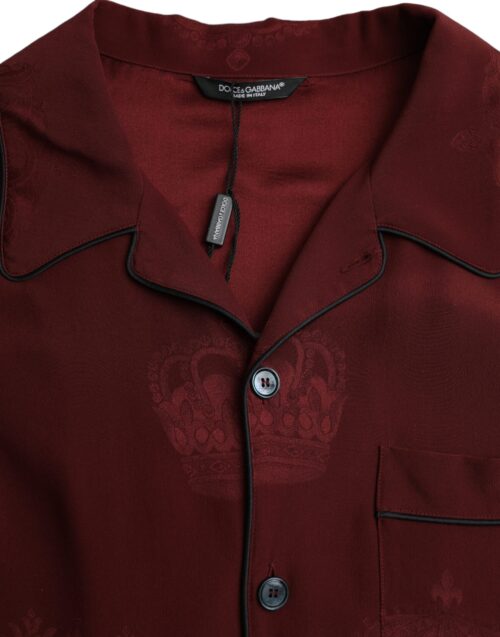 Dolce & Gabbana bordoopunane žakaar pikkade varrukatega särk Crown 6 Dolce & Gabbana bordoopunane žakaar pikkade varrukatega särk Crown