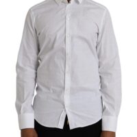 Dolce & Gabbana White Long Sleeve Dress GOLD Shirt