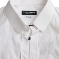 Dolce & Gabbana White Long Sleeve Dress GOLD Shirt