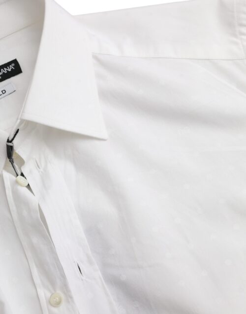 Dolce & Gabbana valge logoga puuvillane meeste pidulik GOLD-särk