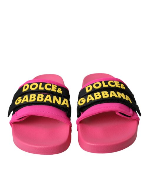 Dolce & Gabbana roosa-mustad logoga rannasandaalid