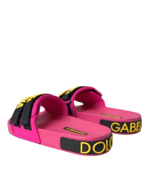Dolce & Gabbana roosa-mustad logoga rannasandaalid