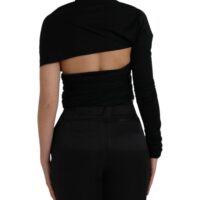 Dolce & Gabbana Black Wool Cutout Asymmetric Long Sleeve Top