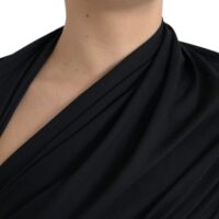 Dolce & Gabbana Black Wool Cutout Asymmetric Long Sleeve Top