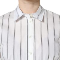 Dolce & Gabbana valge triibuline kraega lühikeste varrukatega polosärk