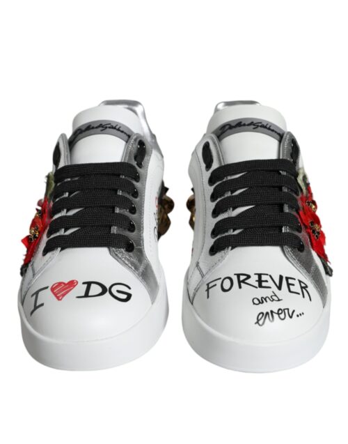 Dolce & Gabbana Valged lilledega neetidega madalad tossud