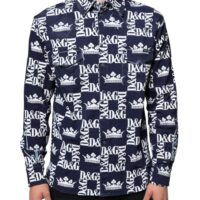 Dolce & Gabbana Sinine Crown logo print slim fit särk