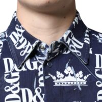 Dolce & Gabbana Sinine Crown logo print slim fit särk