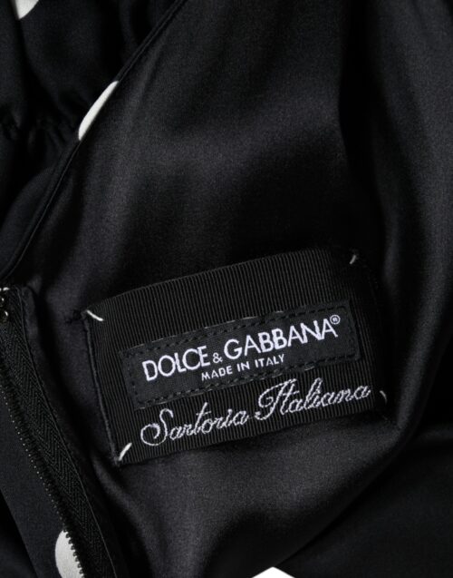 Dolce & Gabbana must siidist täpiline narmastega V-kaelusega midikleit