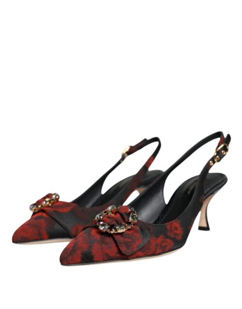 4670180.jpeg Dolce & Gabbana mustad ja punased lillemustriga slingback kingad kristallkontsaga