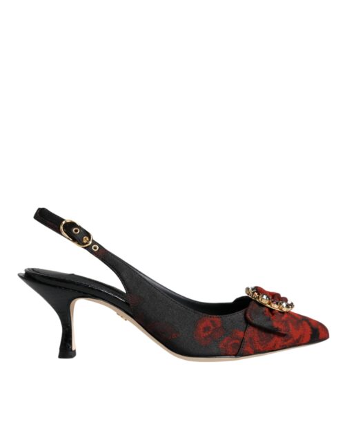 4670186.jpeg Dolce & Gabbana mustad ja punased lillemustriga slingback kingad kristallkontsaga