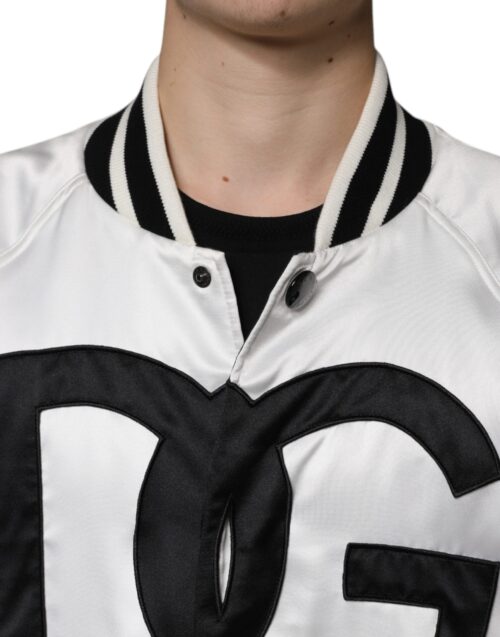 Dolce & Gabbana valge logoga täislukuga bomberjakk