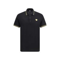 Versace Black Cotton Polo Shirt