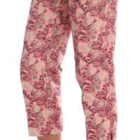Dolce & Gabbana roosad lillelised brokaadimustriga capri-püksid