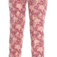 Dolce & Gabbana roosad lillelised brokaadimustriga capri-püksid