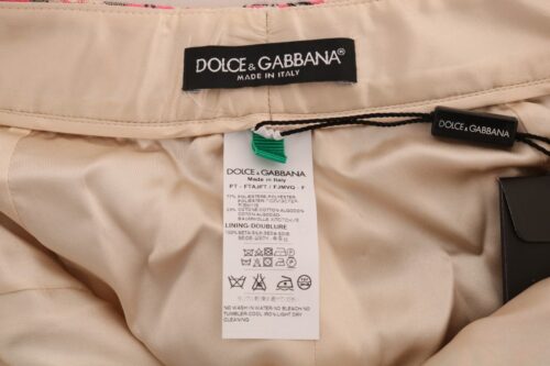 Dolce & Gabbana roosad lillelised brokaadimustriga capri-püksid