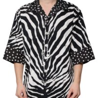 4823353.jpeg Dolce & Gabbana Must-valge sebramustriga oversize särk