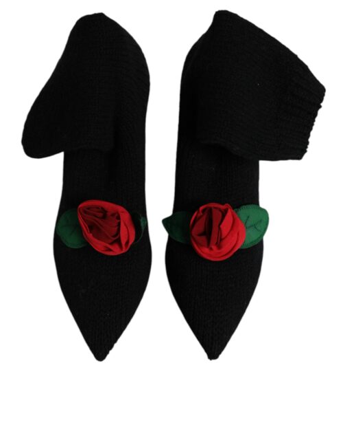 4825001.jpeg Dolce & Gabbana mustad stiletto-kontsaga keskmise sääreosaga saapad