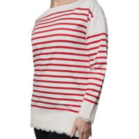 Dolce & Gabbana valge-punase triibuga pikkade varrukatega topp