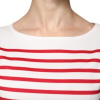 Dolce & Gabbana valge-punase triibuga pikkade varrukatega topp