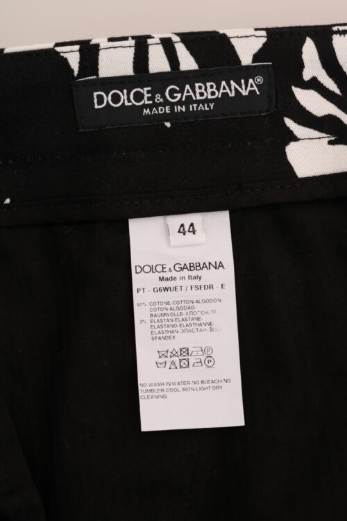 Dolce & Gabbana Must/valge slim püksid Leaf