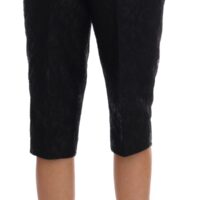 Dolce & Gabbana mustad brokaadist kõrge vöökohaga capri lühikesed püksid