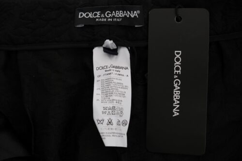 Dolce & Gabbana mustad brokaadist kõrge vöökohaga capri lühikesed püksid