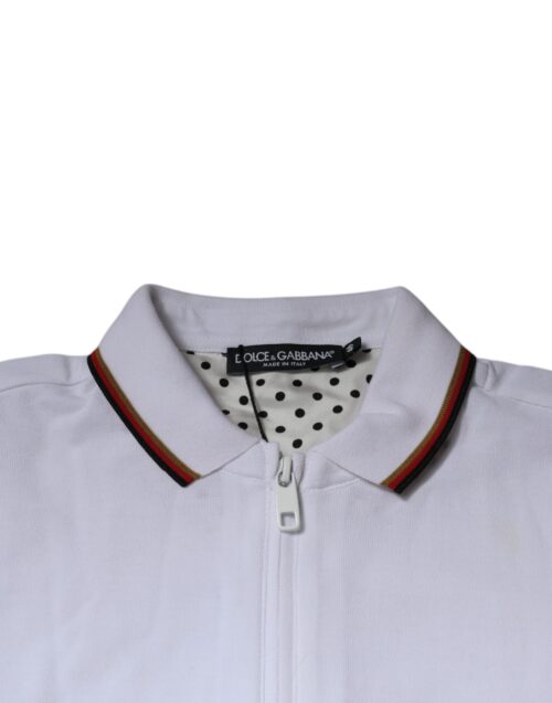 Dolce & Gabbana valge meeste täispikk lukuga dressipluus Crown