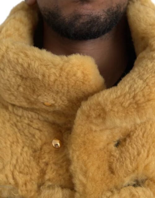 Bottega Veneta Yellow Long Teddy Coat Jacket