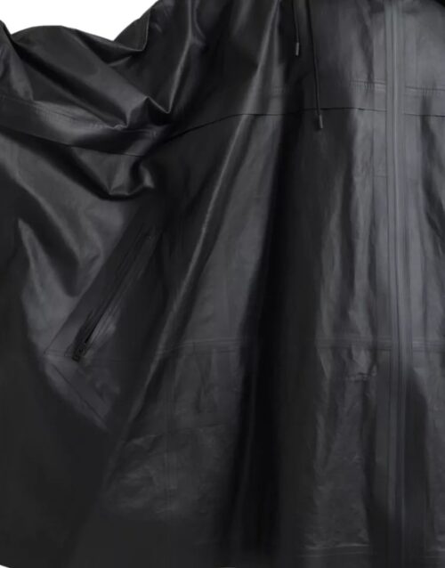 Bottega Veneta must kapuutsiga meeste trenšmantel-jakk