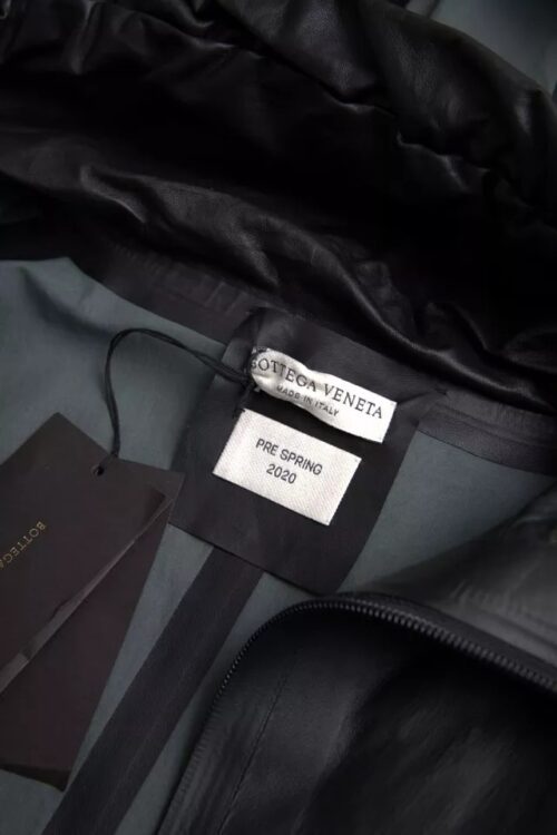 Bottega Veneta must kapuutsiga meeste trenšmantel-jakk