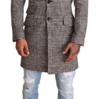 Dolce & Gabbana Gray Check Plaid Long Trench Coat Jacket