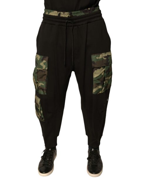 Dolce & Gabbana Mustad kamuflaažimustriga jogger cargo püksid