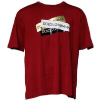 Dolce & Gabbana Red Logo Tape Cotton Crew Neck T-shirt