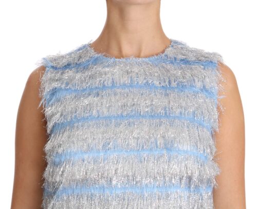 Dolce & Gabbana Light Blue Silver Shift kleit