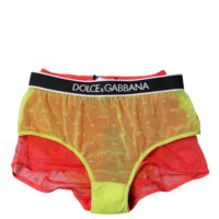 Dolce & Gabbana punase-kollased keskmise vöökõrgusega tüllaluspüksid