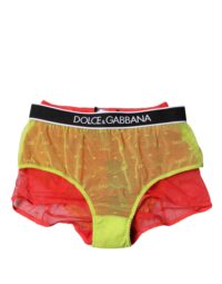 Dolce & Gabbana punase-kollased keskmise vöökõrgusega tüllaluspüksid
