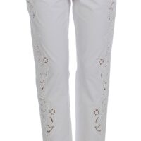 64830-2.jpg Dolce & Gabbana Valged lillelised väljalõikega viigipüksid Sicily