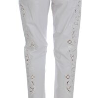 64832-2.jpg Dolce & Gabbana Valged lillelised väljalõikega viigipüksid Sicily
