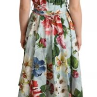 Dolce & Gabbana roheline lühikeste varrukatega puuvillane V-kaelusega kleit