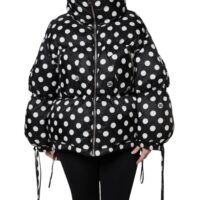 Dolce & Gabbana Black White Polka Dot Full Zip Puffer Jacket