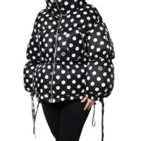 Dolce & Gabbana Black White Polka Dot Full Zip Puffer Jacket