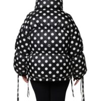 Dolce & Gabbana Black White Polka Dot Full Zip Puffer Jacket