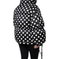 Dolce & Gabbana Black White Polka Dot Full Zip Puffer Jacket