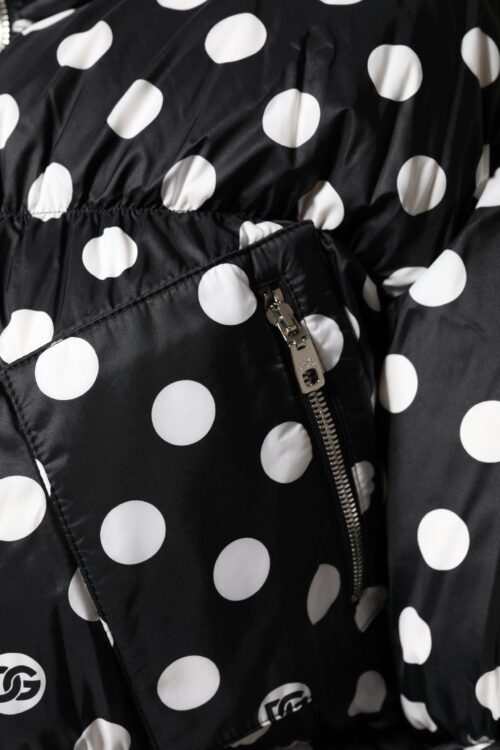 Dolce & Gabbana Black White Polka Dot Full Zip Puffer Jacket