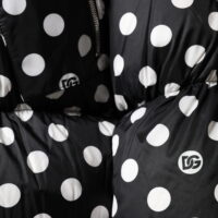 Dolce & Gabbana Black White Polka Dot Full Zip Puffer Jacket