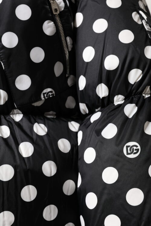 Dolce & Gabbana Black White Polka Dot Full Zip Puffer Jacket