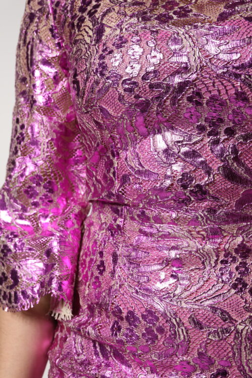 Dolce & Gabbana Metallic Fuchsia lillemustriline ümberlõikeline minikleit