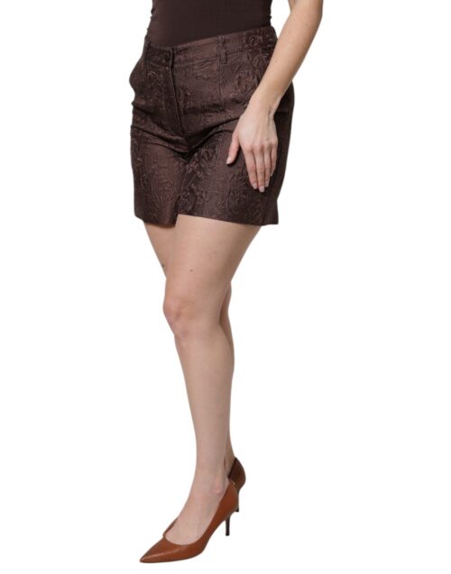 Dolce & Gabbana pruunid lillelised brokaadimustriga minipüksid